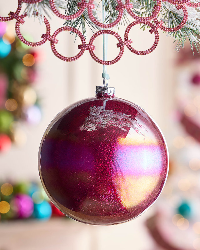 Fuchsia Glass Globe Christmas Ornament